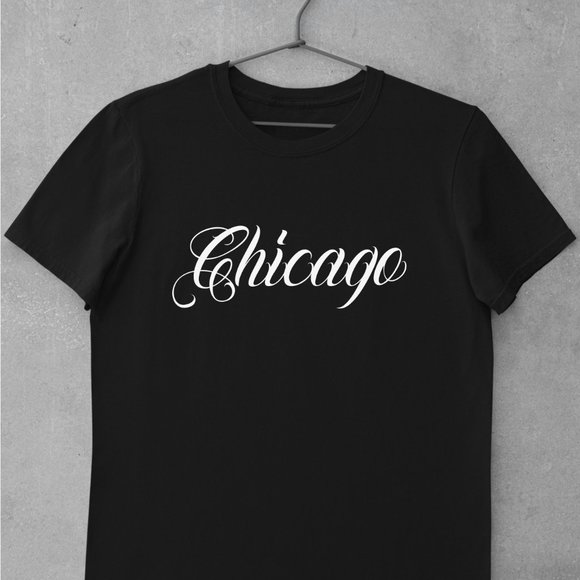 Chicago Old School Tattoo Script Shirt, Chi, Illinois - Picture 1 of 1